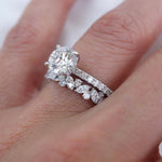 Stunning 0.4 TCW Marquise & Round Moissanite Stones in Half Eternity Wedding Band 2
