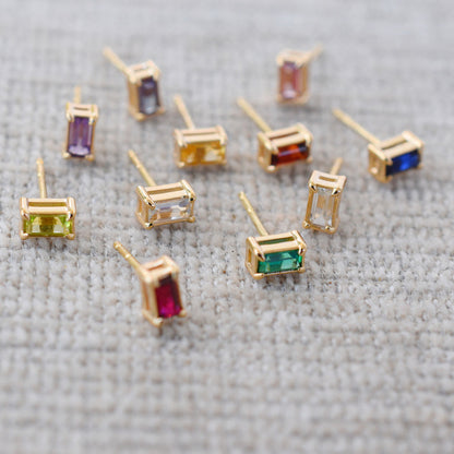 0.14 CT Baguette Garnet Lab Made Diamond- January Birthstone Earrings 7