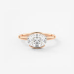 Oval Half Bezel Lab Grown Diamond Engagement Ring