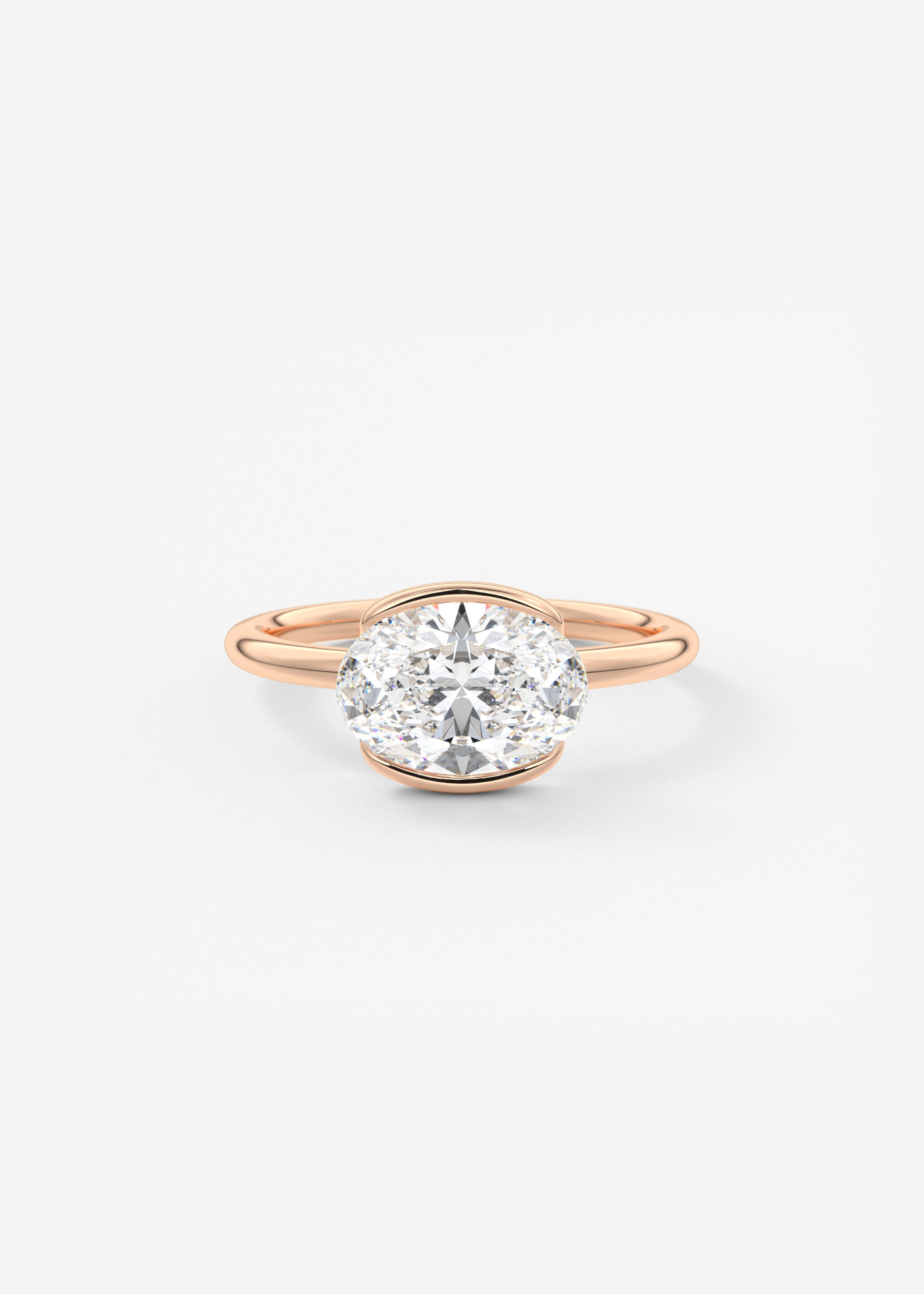 Oval Half Bezel Lab Grown Diamond Engagement Ring