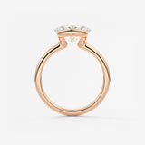Oval Half Bezel Lab Grown Diamond Engagement Ring