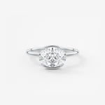 Oval Half Bezel Lab Grown Diamond Engagement Ring