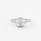 Oval Half Bezel Lab Grown Diamond Engagement Ring