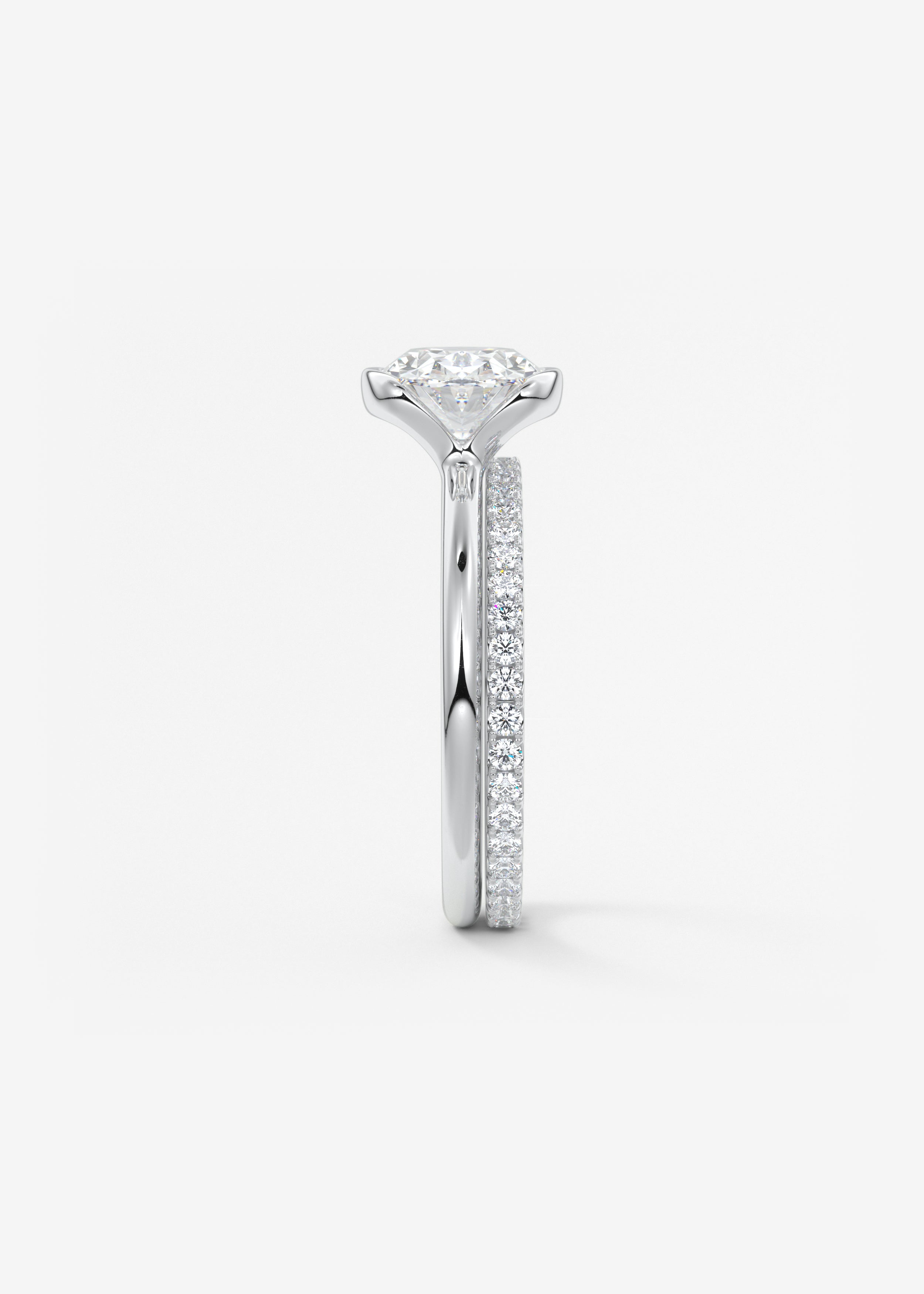 Oval Half Bezel Lab Grown Diamond Engagement Ring