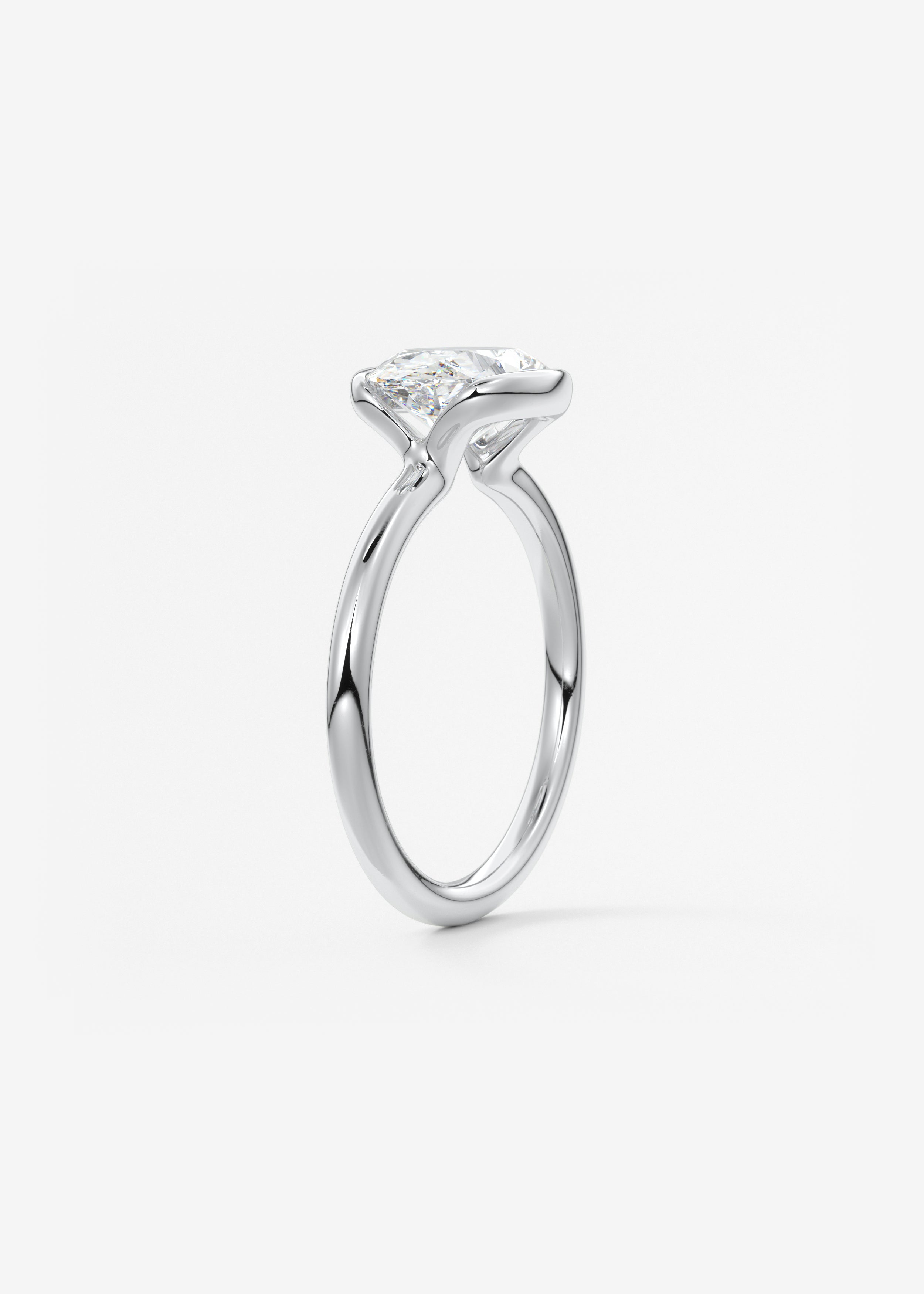 Oval Half Bezel Lab Grown Diamond Engagement Ring