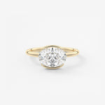 Oval Half Bezel Lab Grown Diamond Engagement Ring