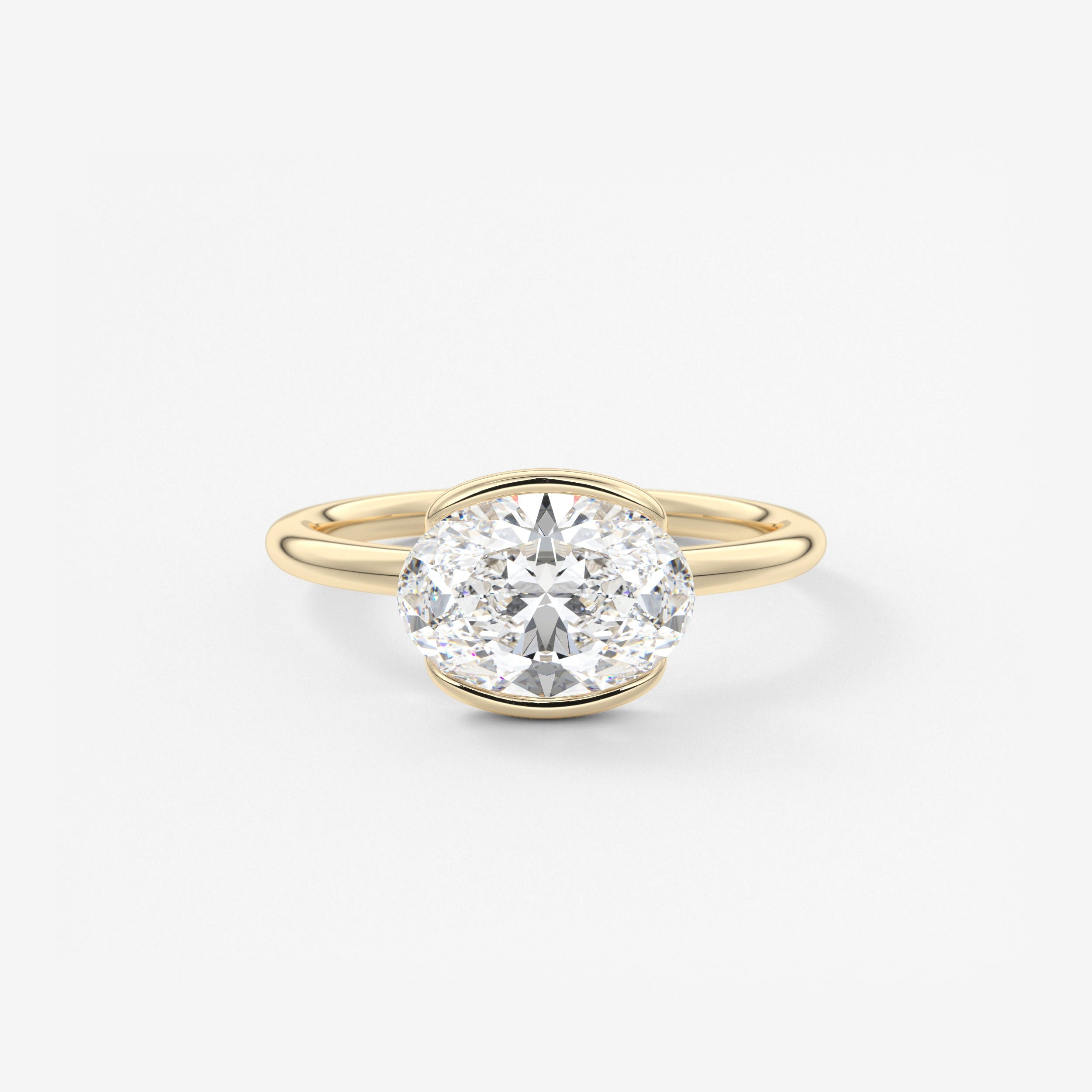 Oval Half Bezel Lab Grown Diamond Engagement Ring
