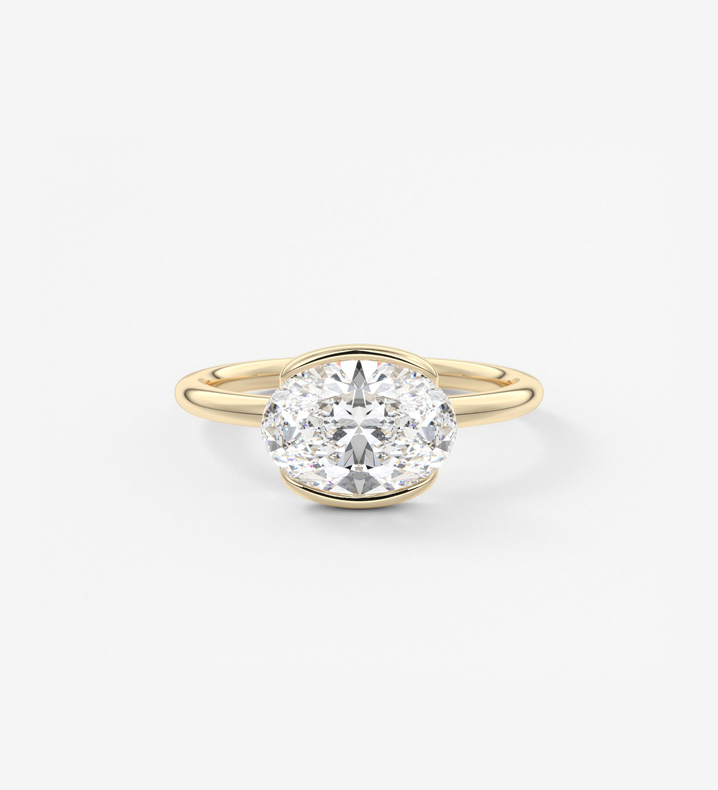 Oval Half Bezel Lab Grown Diamond Engagement Ring