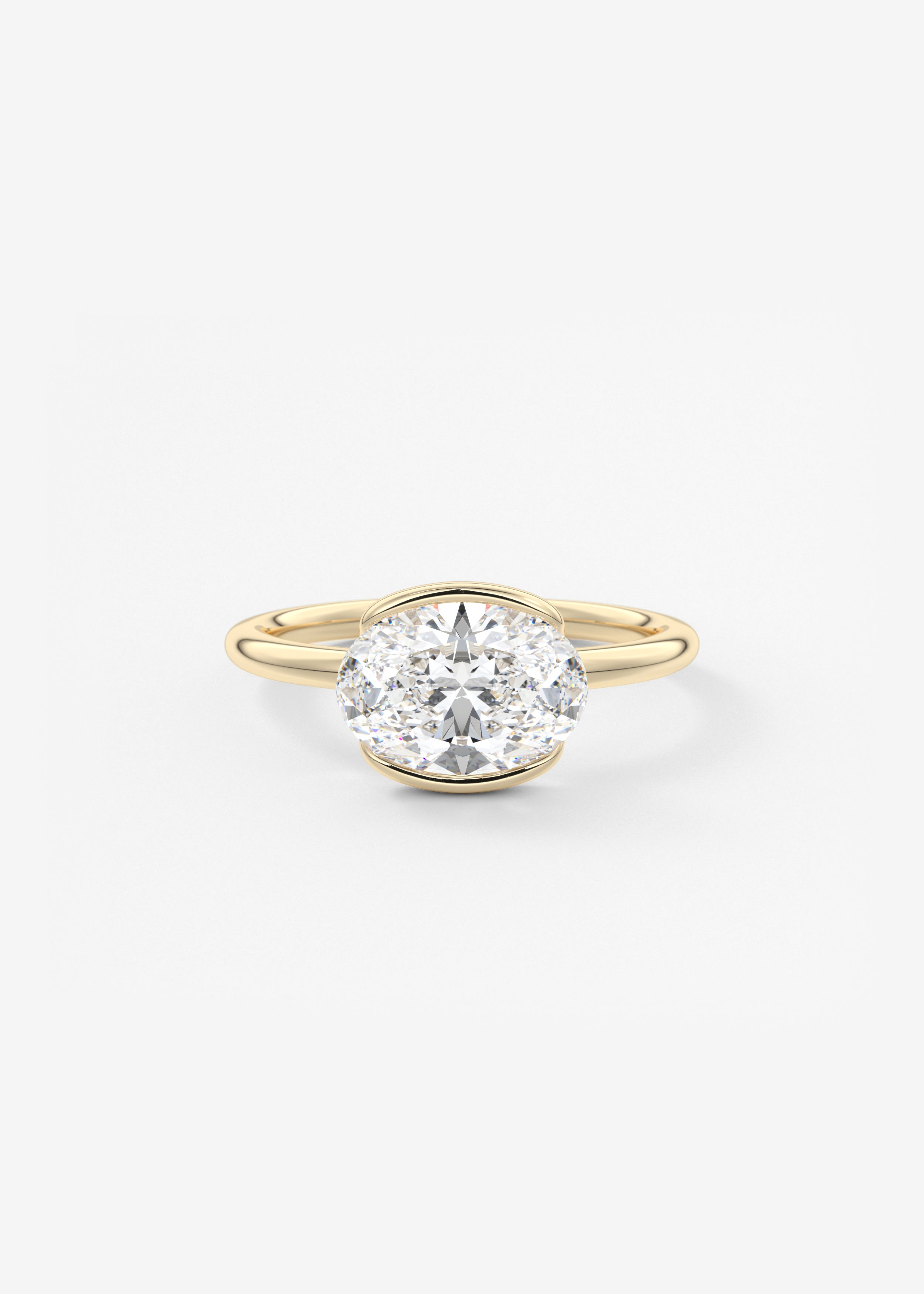 Oval Half Bezel Lab Grown Diamond Engagement Ring
