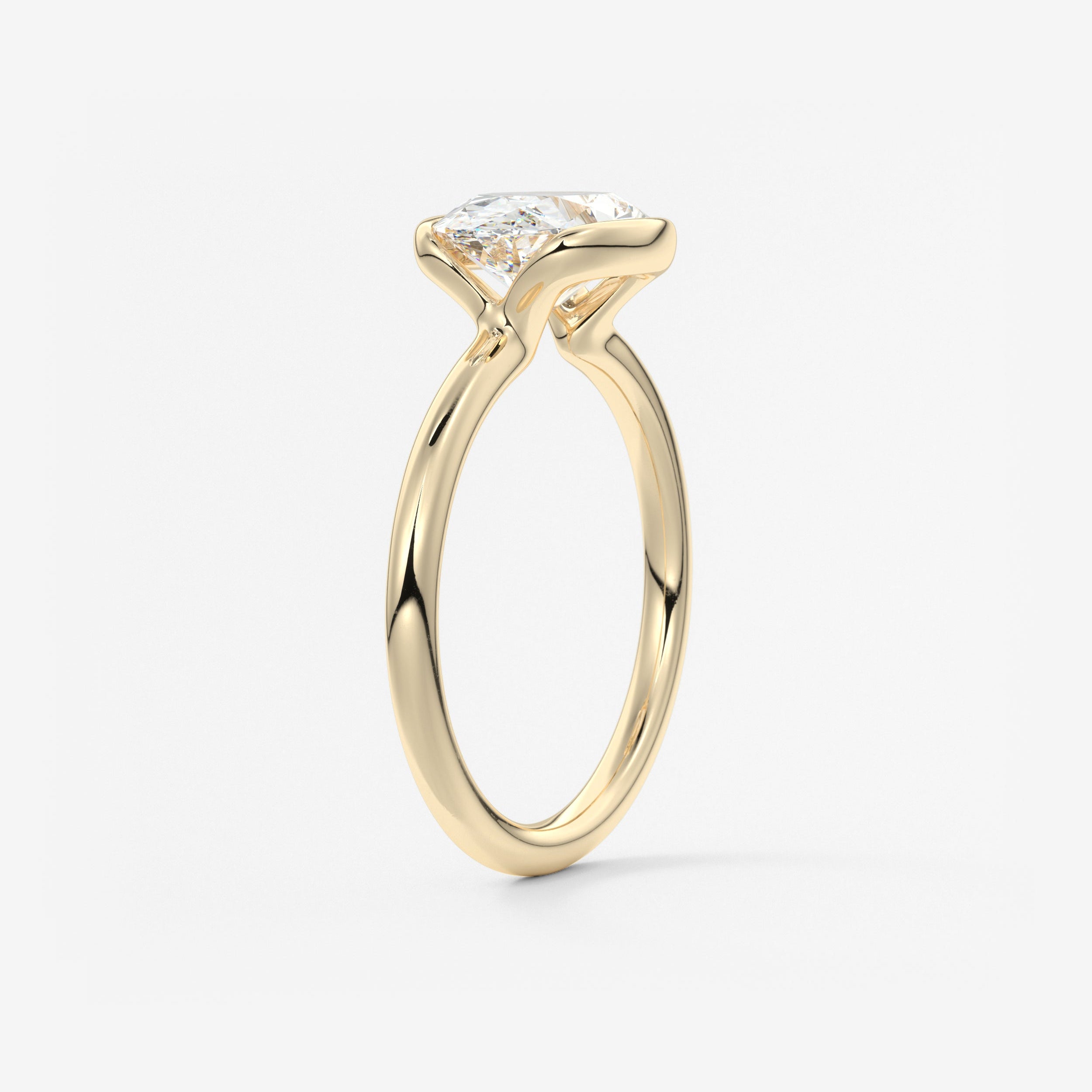 Oval Half Bezel Lab Grown Diamond Engagement Ring