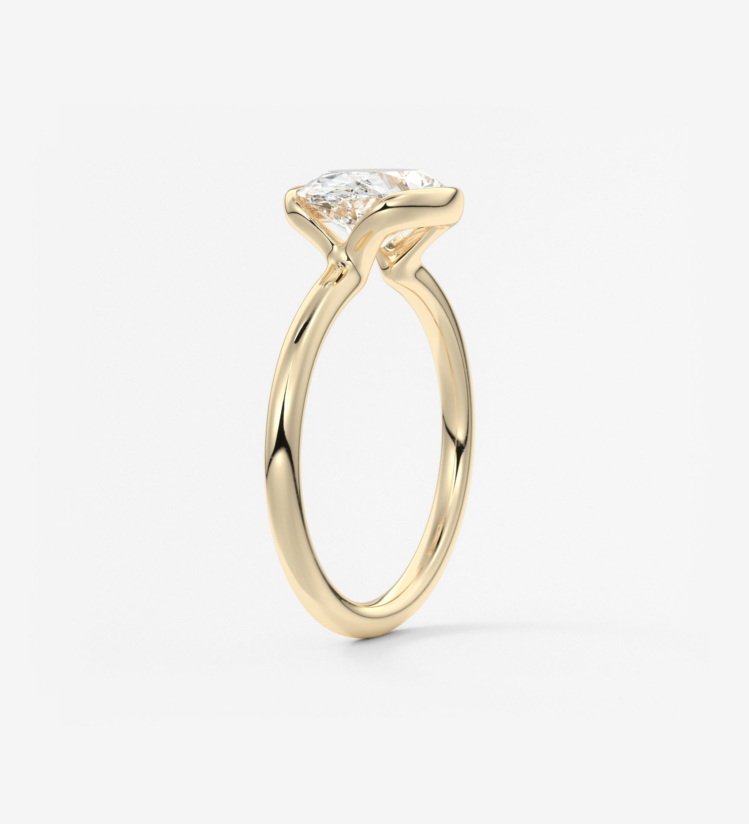 Oval Half Bezel Lab Grown Diamond Engagement Ring