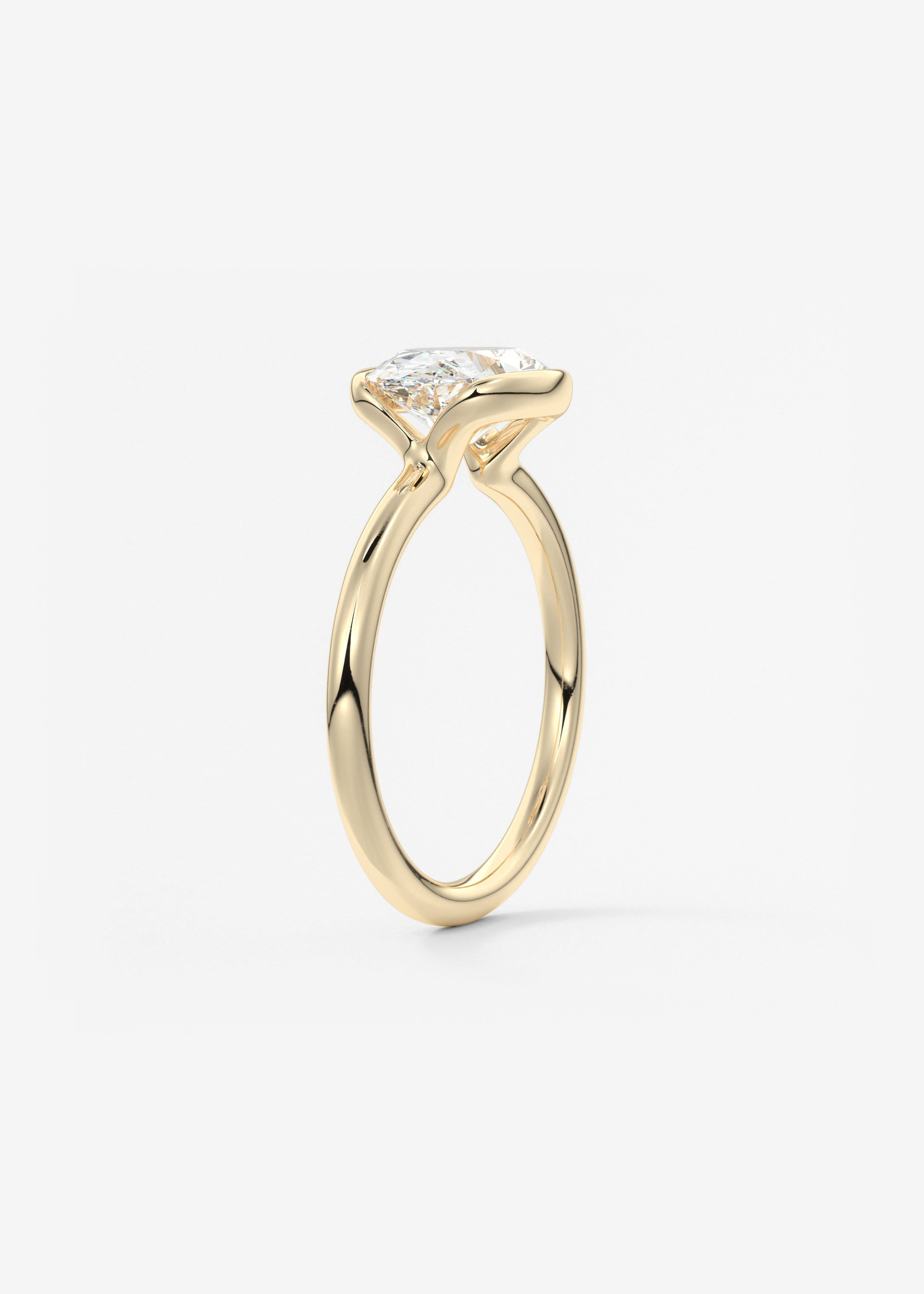 Oval Half Bezel Lab Grown Diamond Engagement Ring