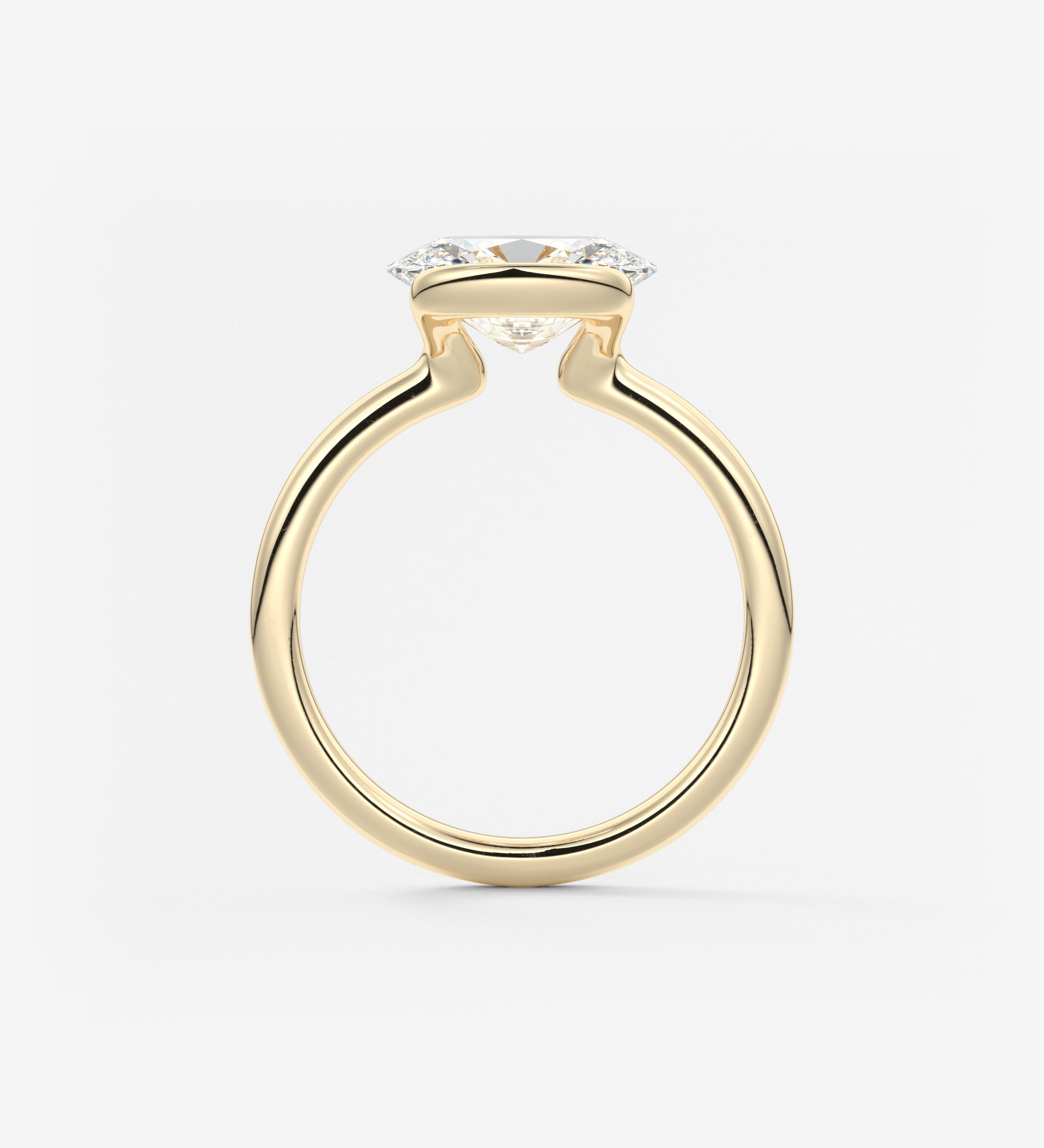 Oval Half Bezel Lab Grown Diamond Engagement Ring