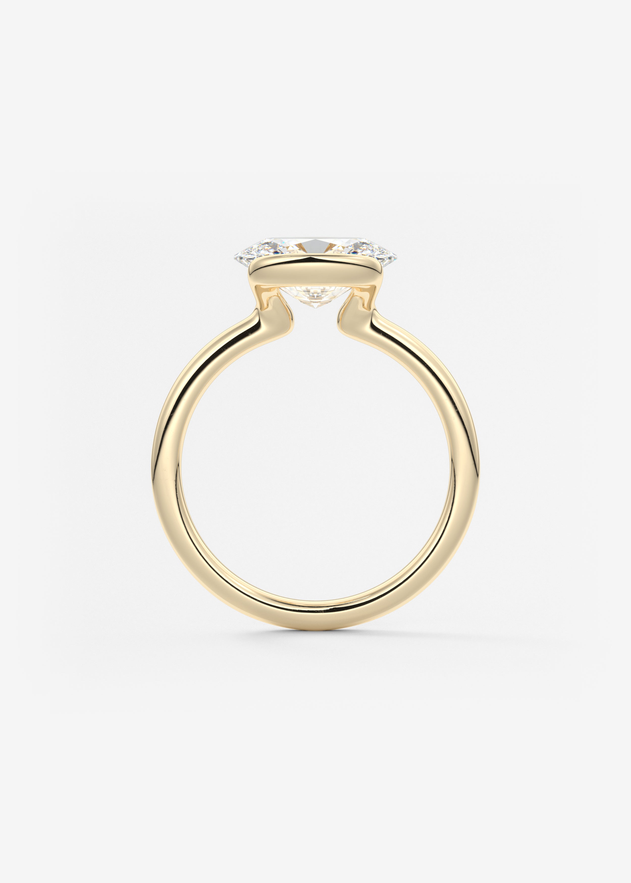 Oval Half Bezel Lab Grown Diamond Engagement Ring