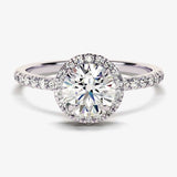 Stunning 1.0 CT Round Moissanite Engagement Ring with Halo & Pave Design 4