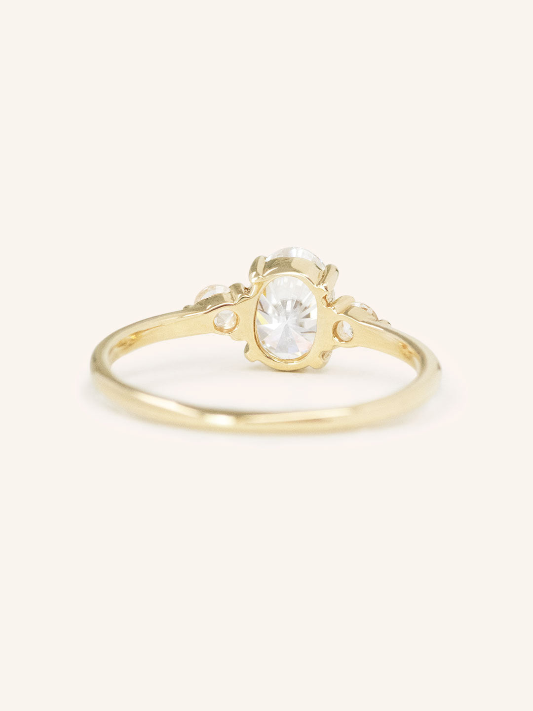 Stunning 1 CT Oval Moissanite Engagement Ring With Three Stone Design 4