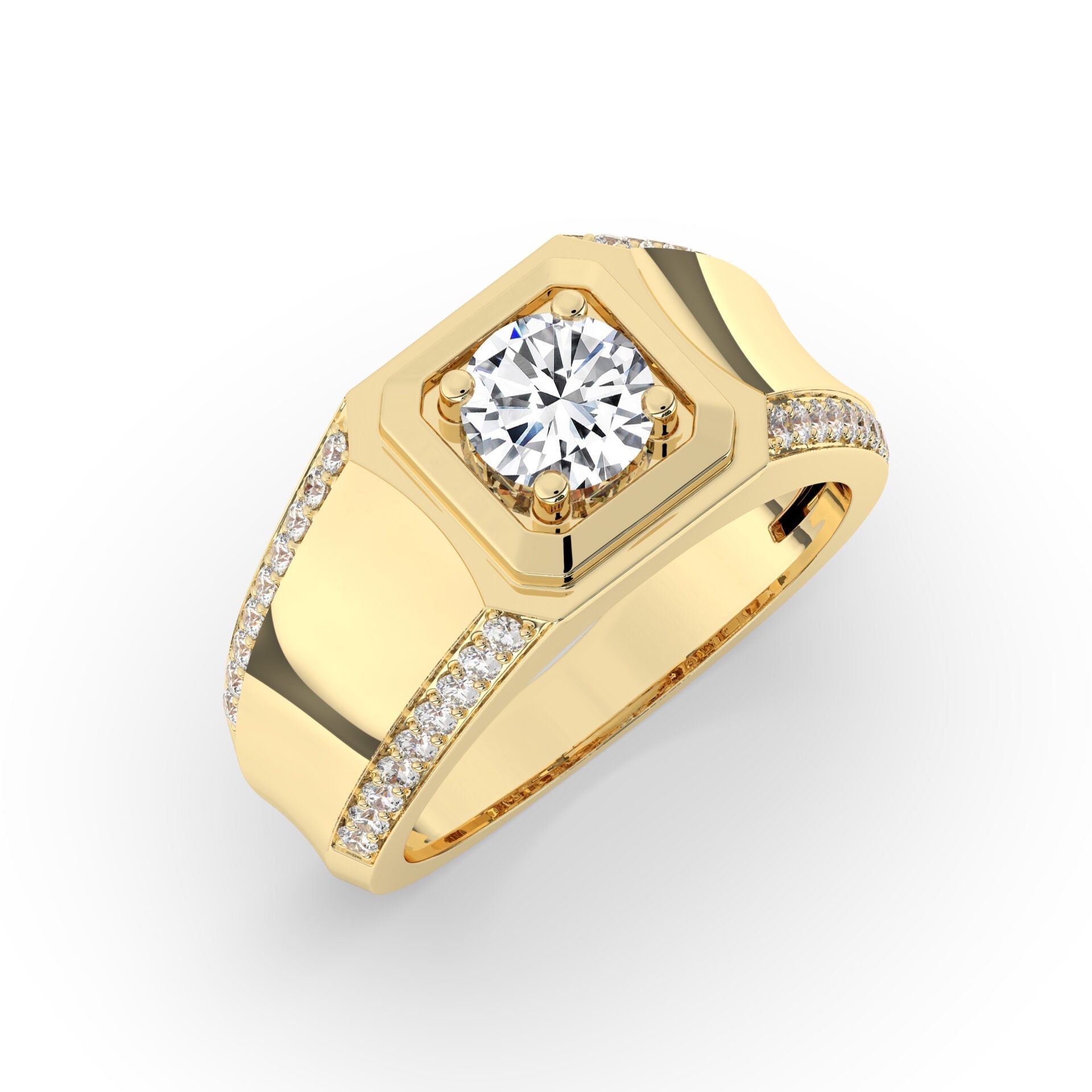 Delicate 0.50 CT Moissanite Men's Wedding Band with Round Cut Stones in Solid Gold 2