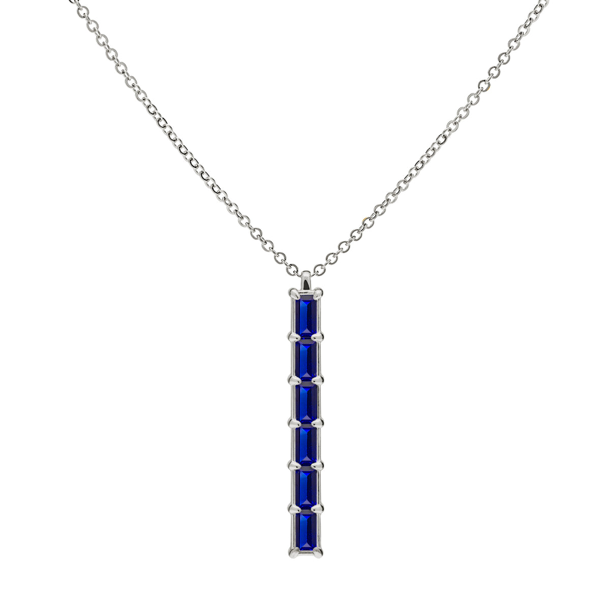 0.13 TCW Baguette Sapphire Lab Made Diamond- September Birthstone Necklace 8