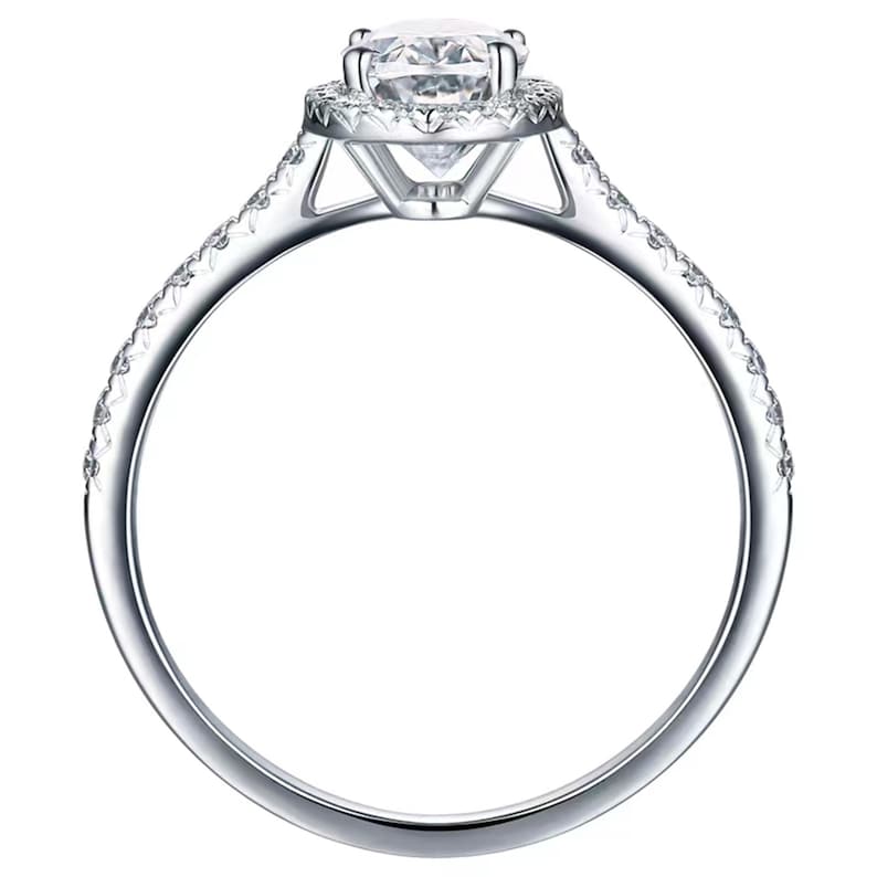 Stunning 1.0 CT Oval Cut Moissanite Engagement Ring with Halo & Pave Design 3