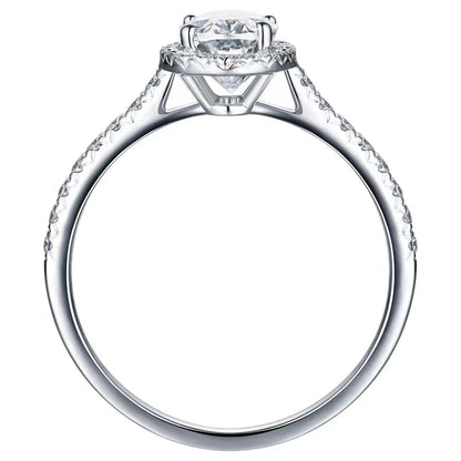 Stunning 1.0 CT Oval Cut Moissanite Engagement Ring with Halo & Pave Design 3