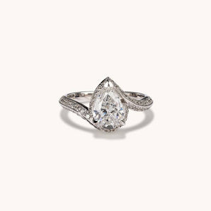 Stunning 1.54 CT Pear Moissanite Engagement Ring with Swirl Design