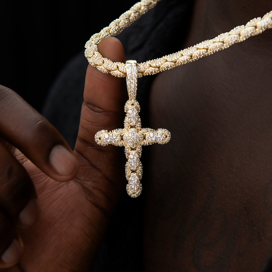 4 CT Round Moissanite Cross Style Silver Pendant for Him 1
