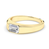 Delicate 0.40 CT Moissanite solitaire Men's Wedding Band with Emerald Cut Stones in Solid Gold 3
