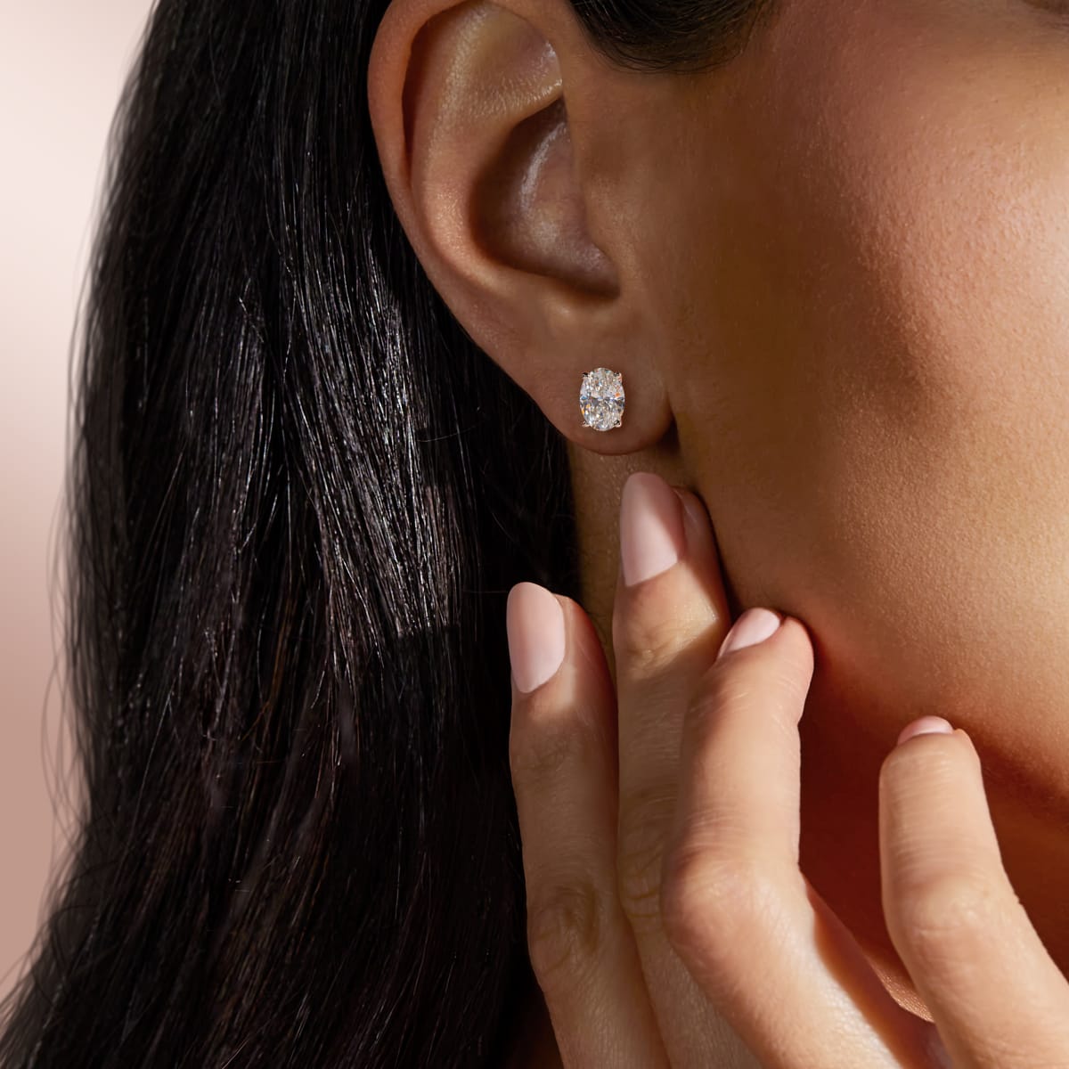 0.50 CT-2.0 CT Oval Solitaire Lab Grown Diamond Earrings