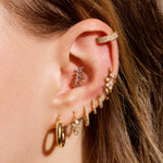 0.50 TCW Round Cut Moissanite Cluster Huggies Earrings in Gold 6