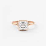 Asscher Bezel Split Shank Lab Grown Diamond Engagement Ring