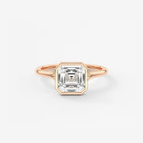 Asscher Bezel Split Shank Lab Grown Diamond Engagement Ring