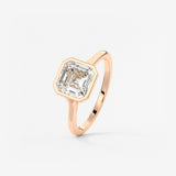 Asscher Bezel Split Shank Lab Grown Diamond Engagement Ring