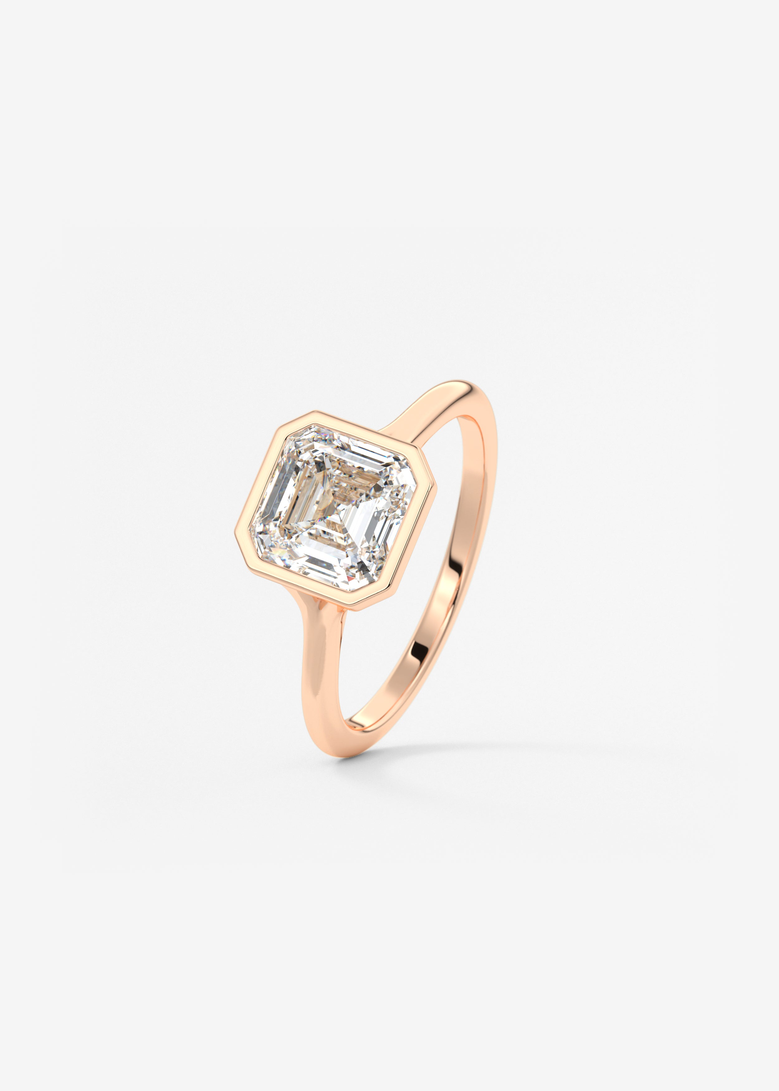 Asscher Bezel Split Shank Lab Grown Diamond Engagement Ring