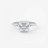 Asscher Bezel Split Shank Lab Grown Diamond Engagement Ring