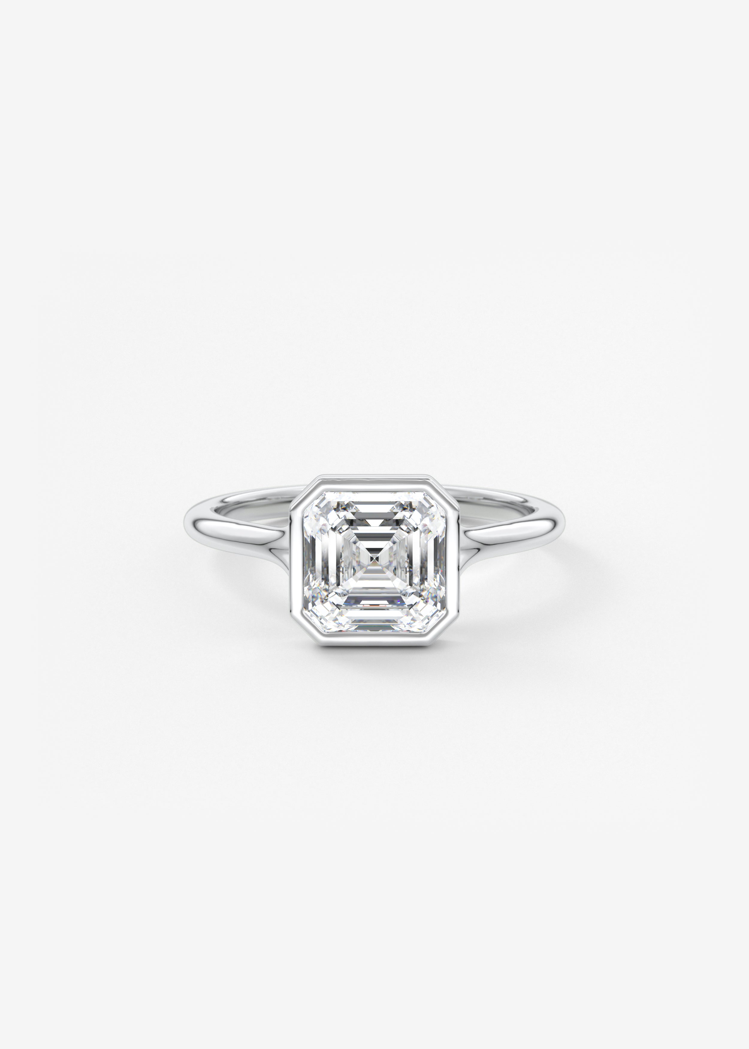 Asscher Bezel Split Shank Lab Grown Diamond Engagement Ring