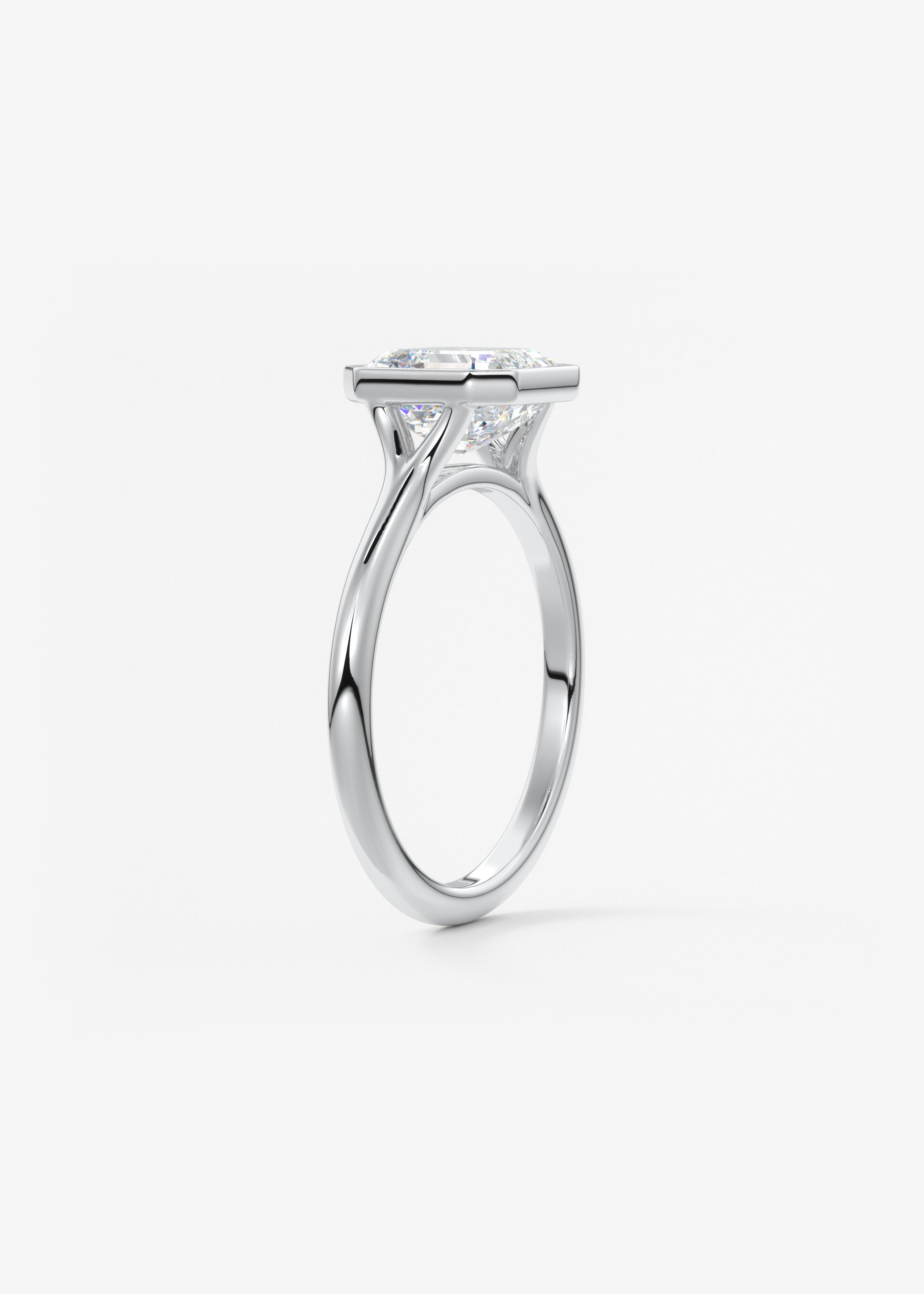 Asscher Bezel Split Shank Lab Grown Diamond Engagement Ring