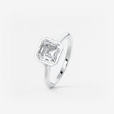 Asscher Bezel Split Shank Lab Grown Diamond Engagement Ring