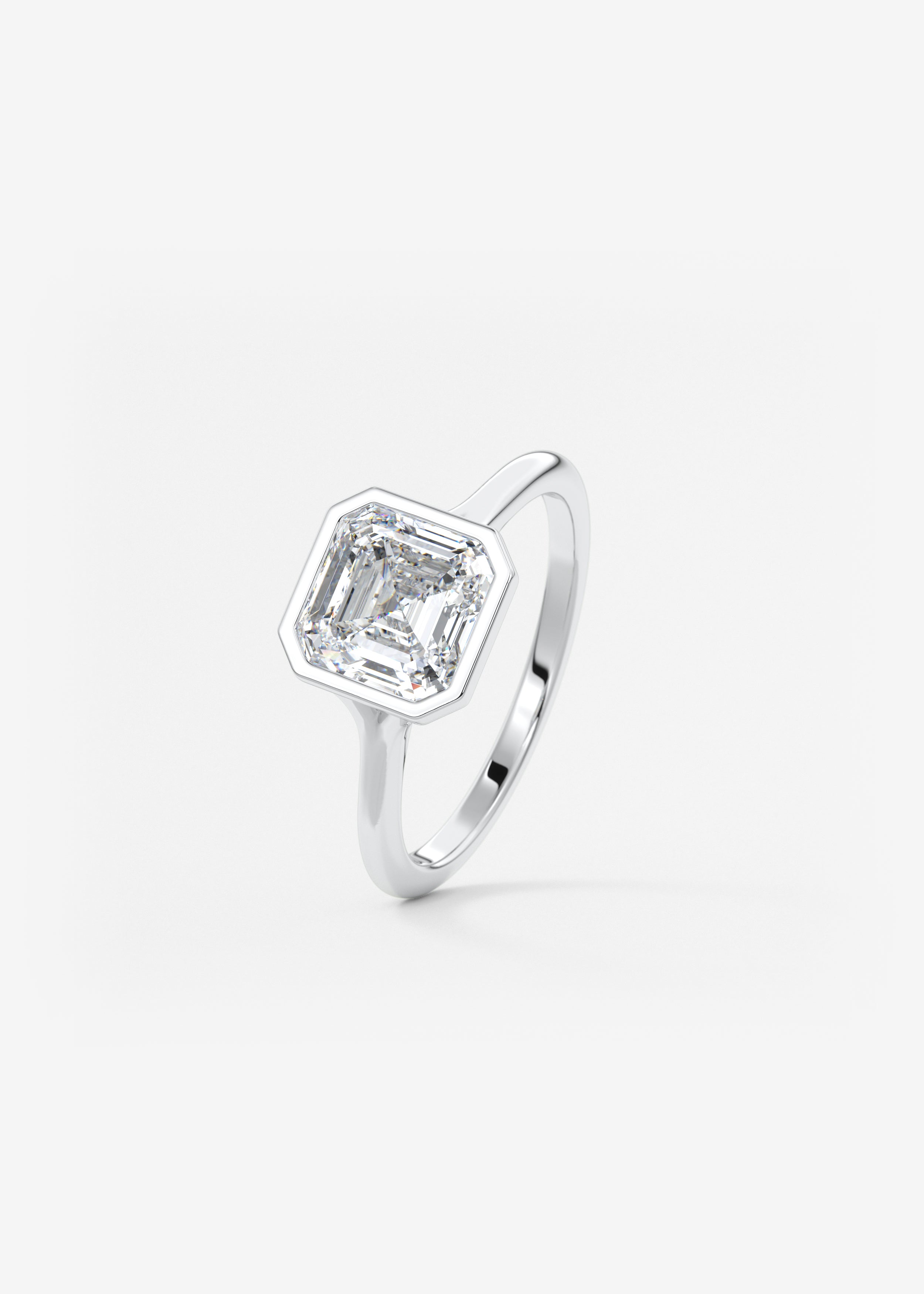 Asscher Bezel Split Shank Lab Grown Diamond Engagement Ring