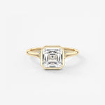 Asscher Bezel Split Shank Lab Grown Diamond Engagement Ring