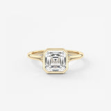 Asscher Bezel Split Shank Lab Grown Diamond Engagement Ring