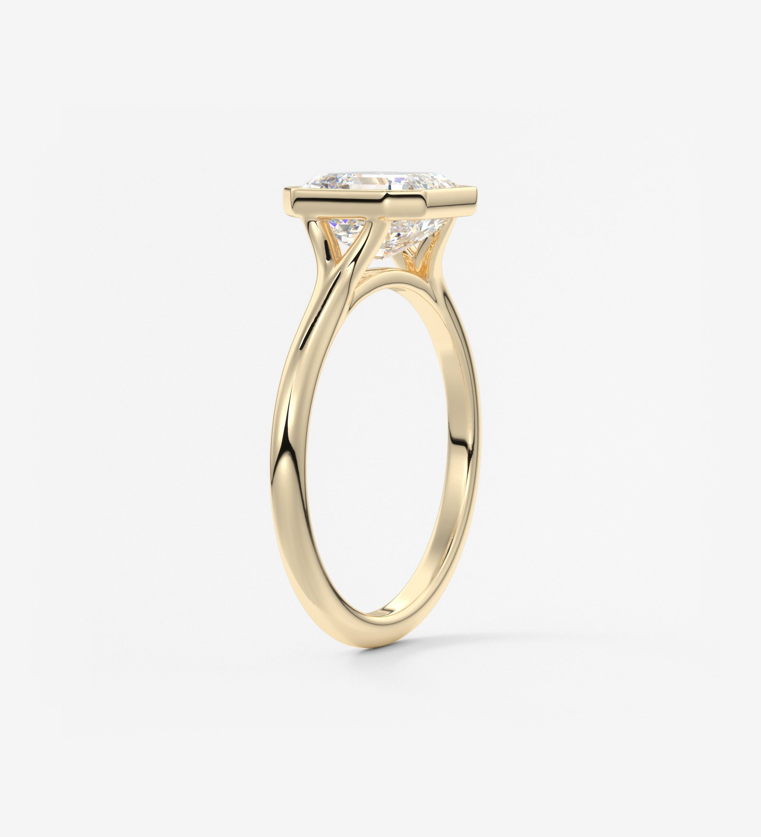 Asscher Bezel Split Shank Lab Grown Diamond Engagement Ring