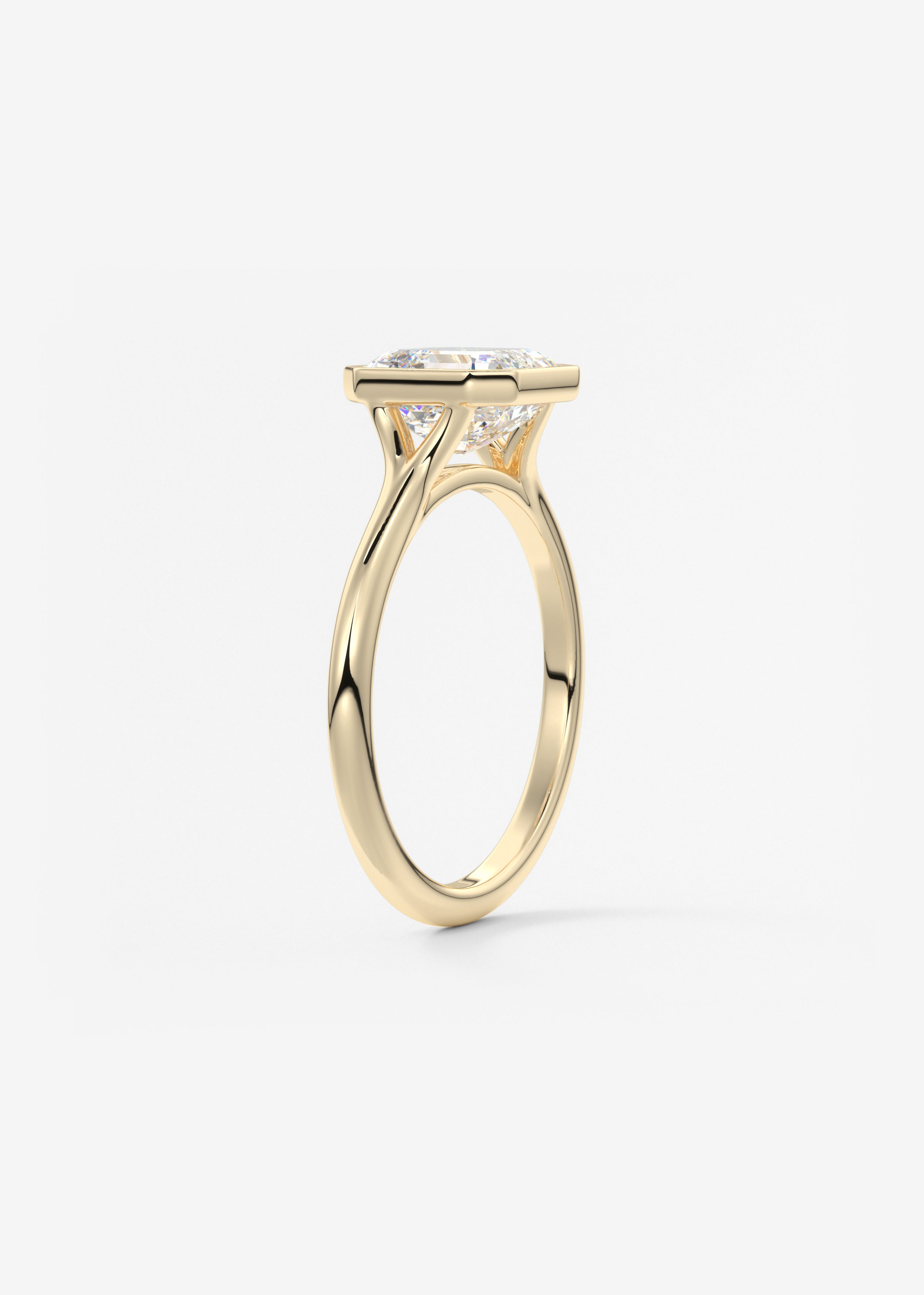 Asscher Bezel Split Shank Lab Grown Diamond Engagement Ring