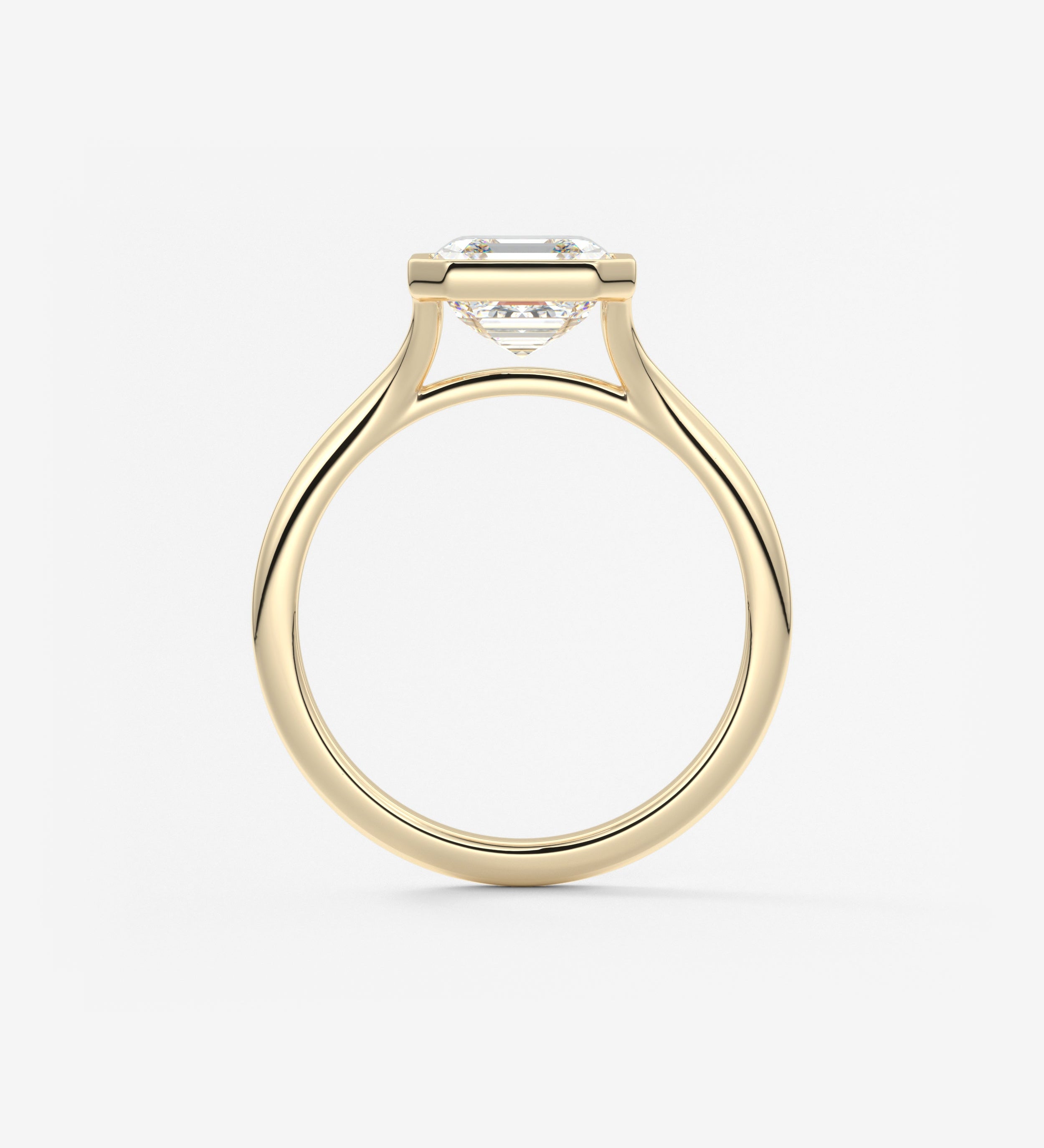 Asscher Bezel Split Shank Lab Grown Diamond Engagement Ring