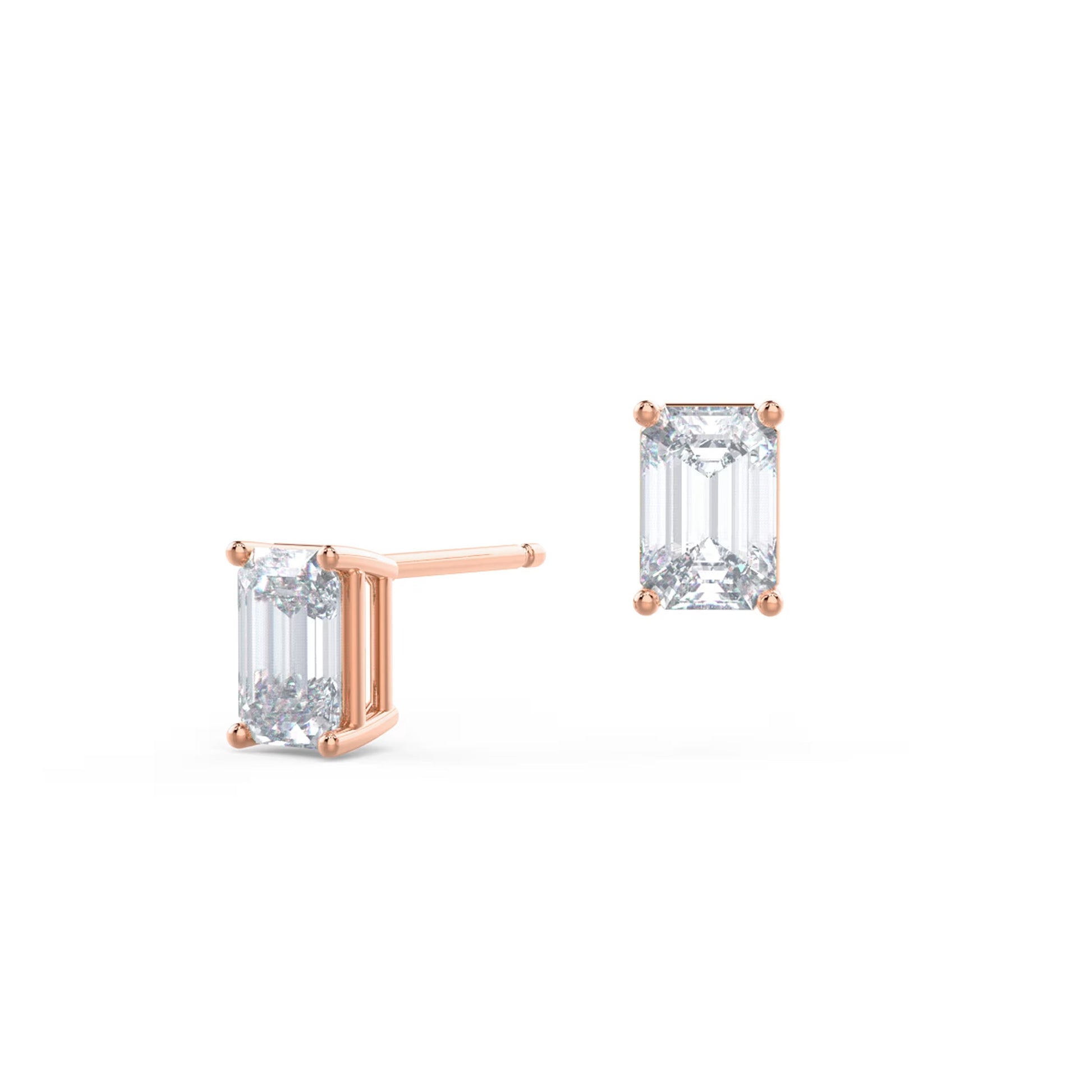 1.50 TCW Emerald Shape Moissanite Stud Earrings in Gold 7
