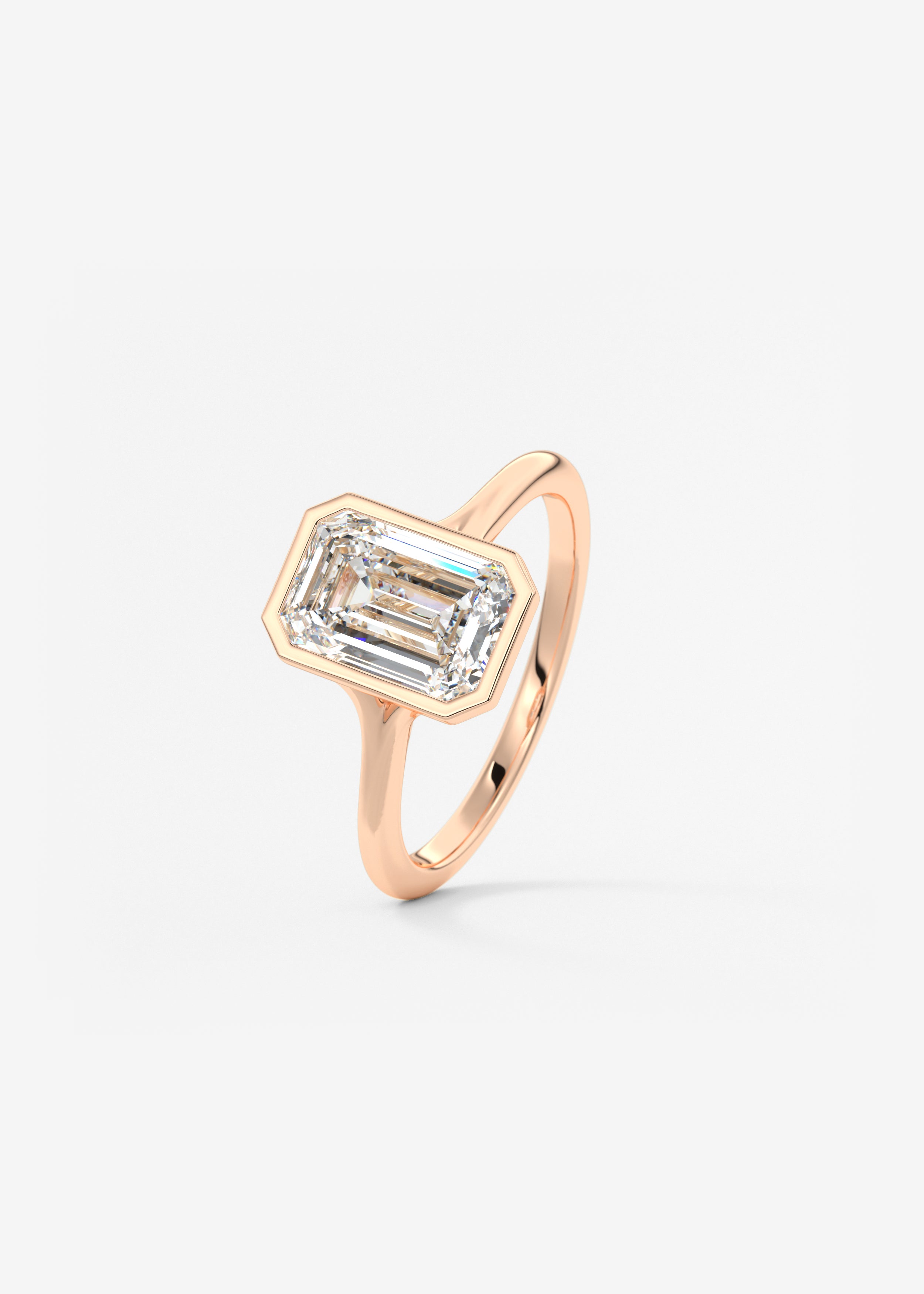 Emerald Bezel Lab Grown Diamond Engagement Ring