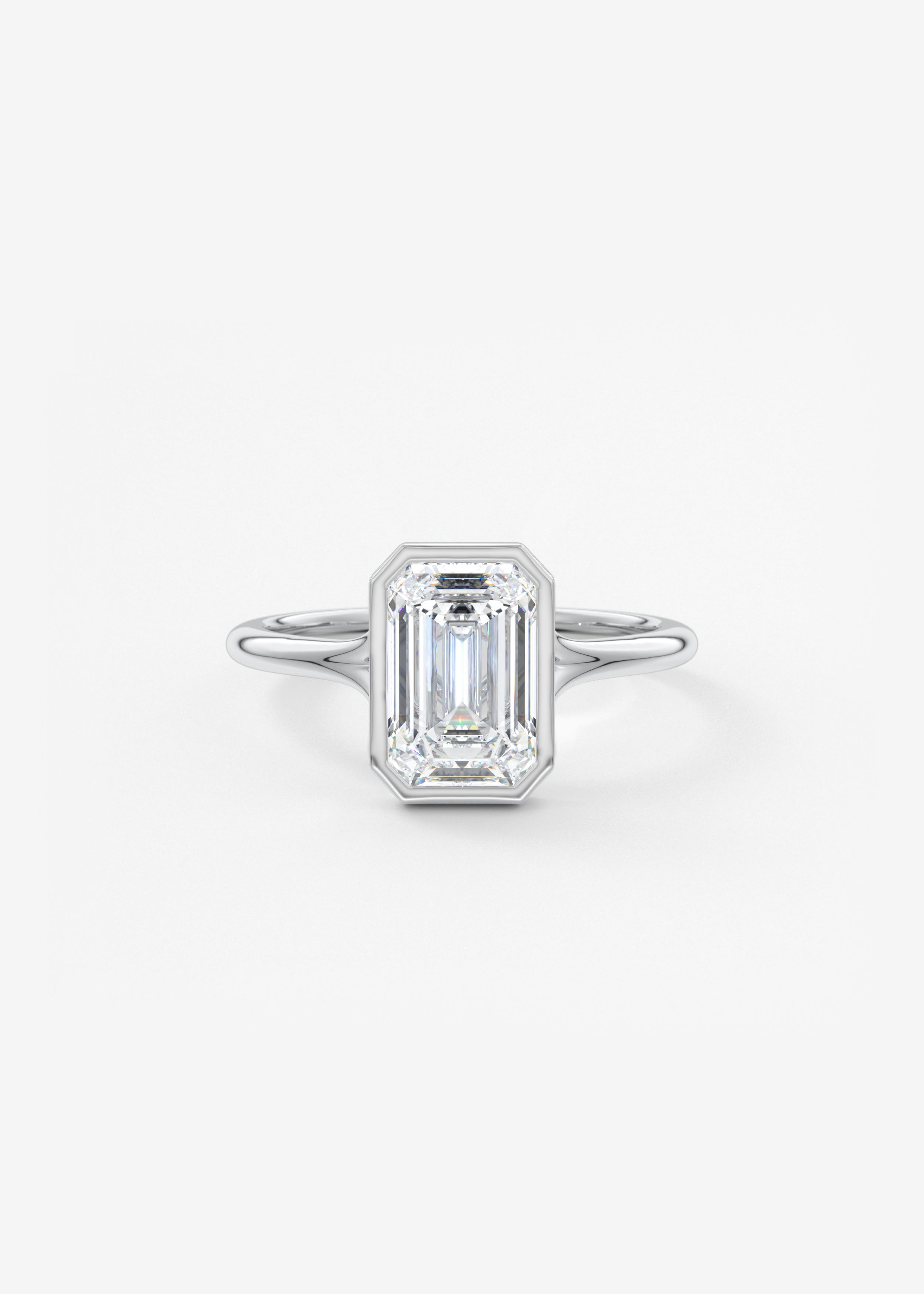 Emerald Bezel Lab Grown Diamond Engagement Ring