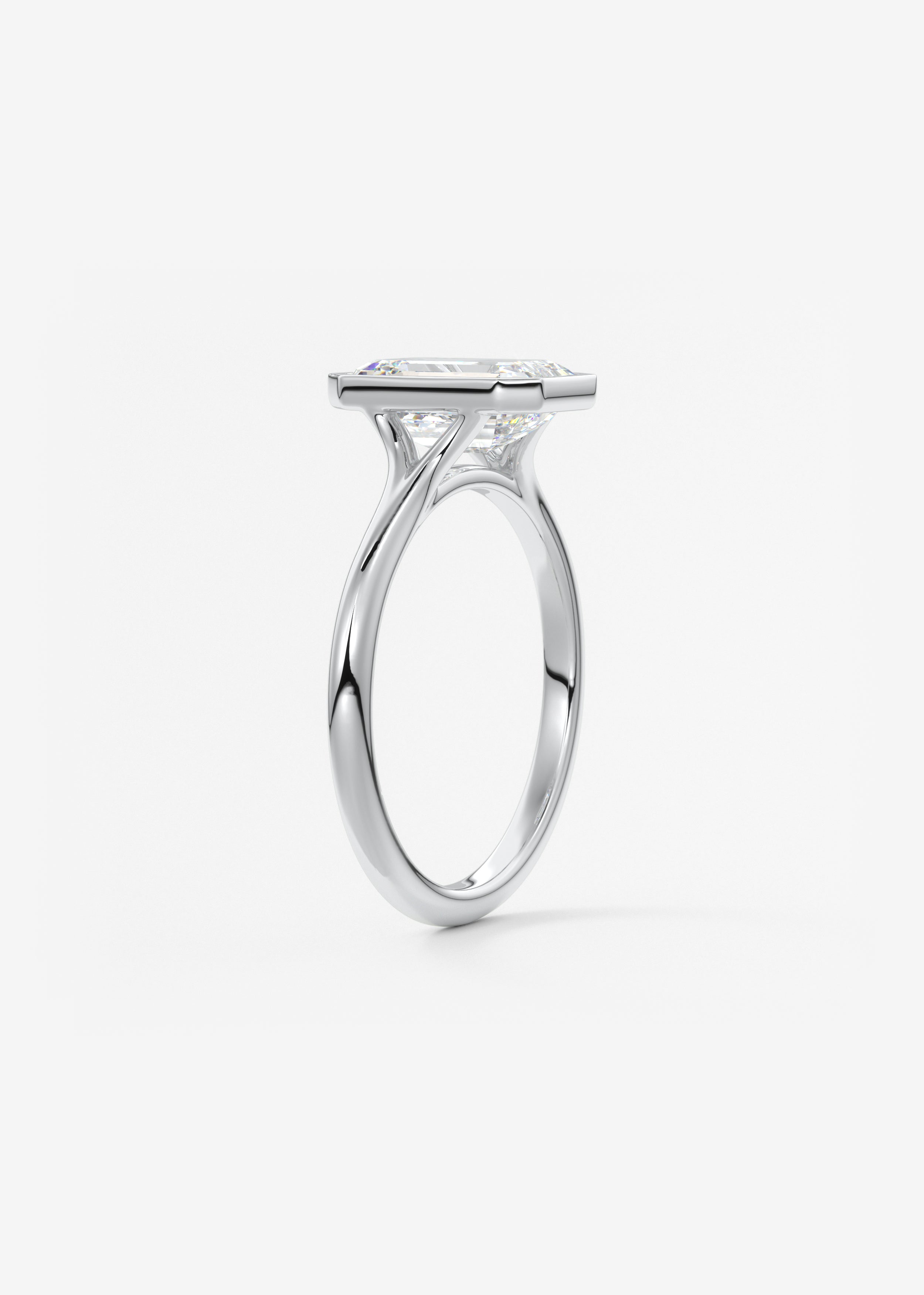 Emerald Bezel Lab Grown Diamond Engagement Ring
