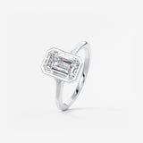Emerald Bezel Lab Grown Diamond Engagement Ring