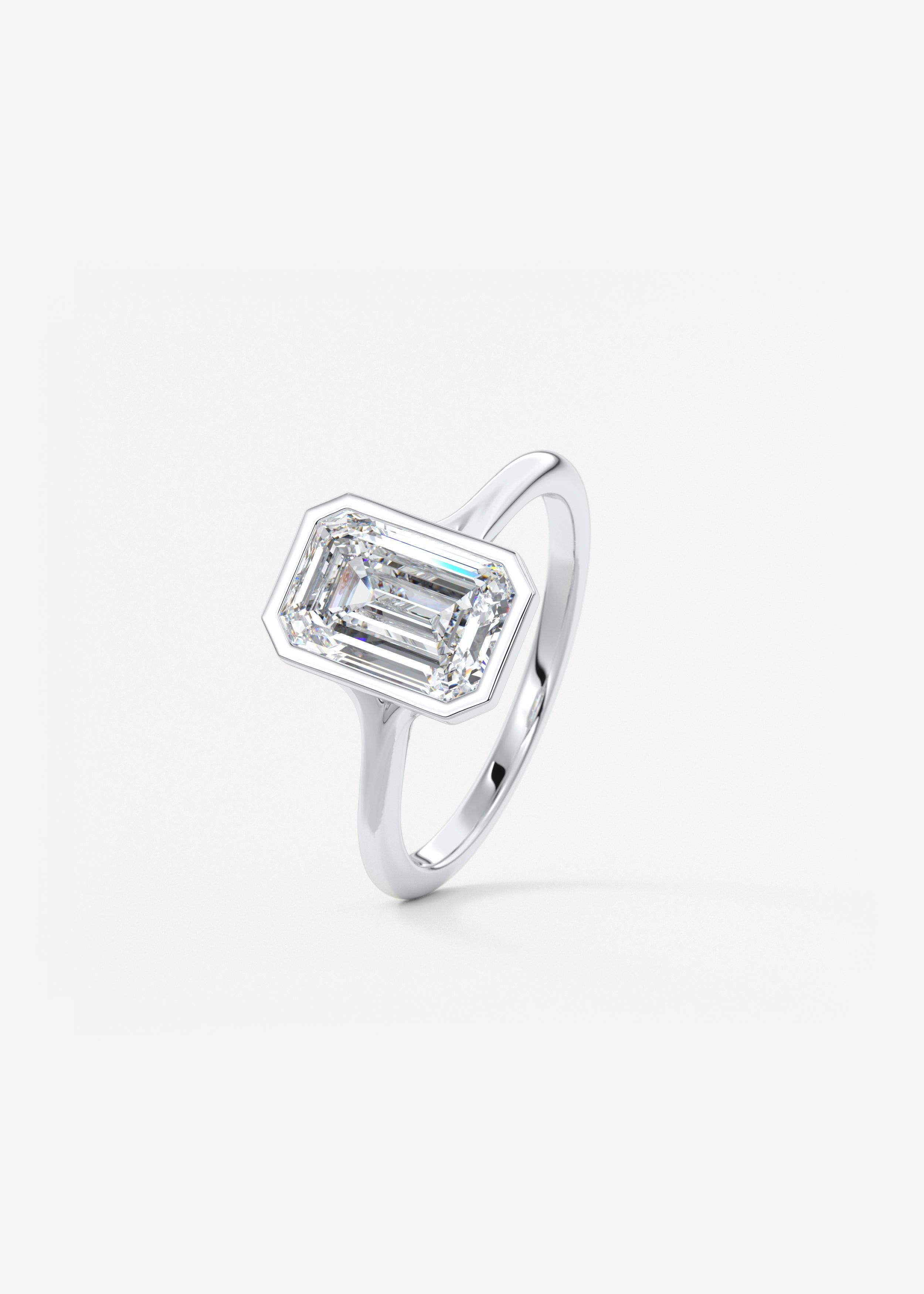 Emerald Bezel Lab Grown Diamond Engagement Ring