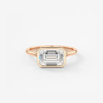 Emerald Bezel Split Shank Lab Grown Diamond Engagement Ring